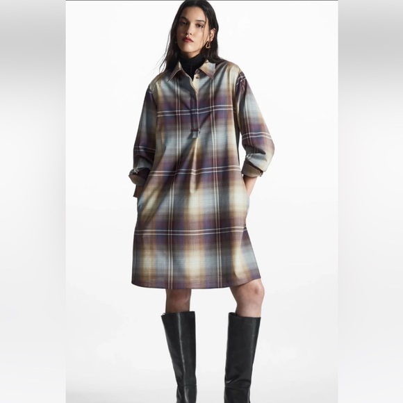 COS Checked plaid mini shirt dress size 6 - Picture 5 of 6